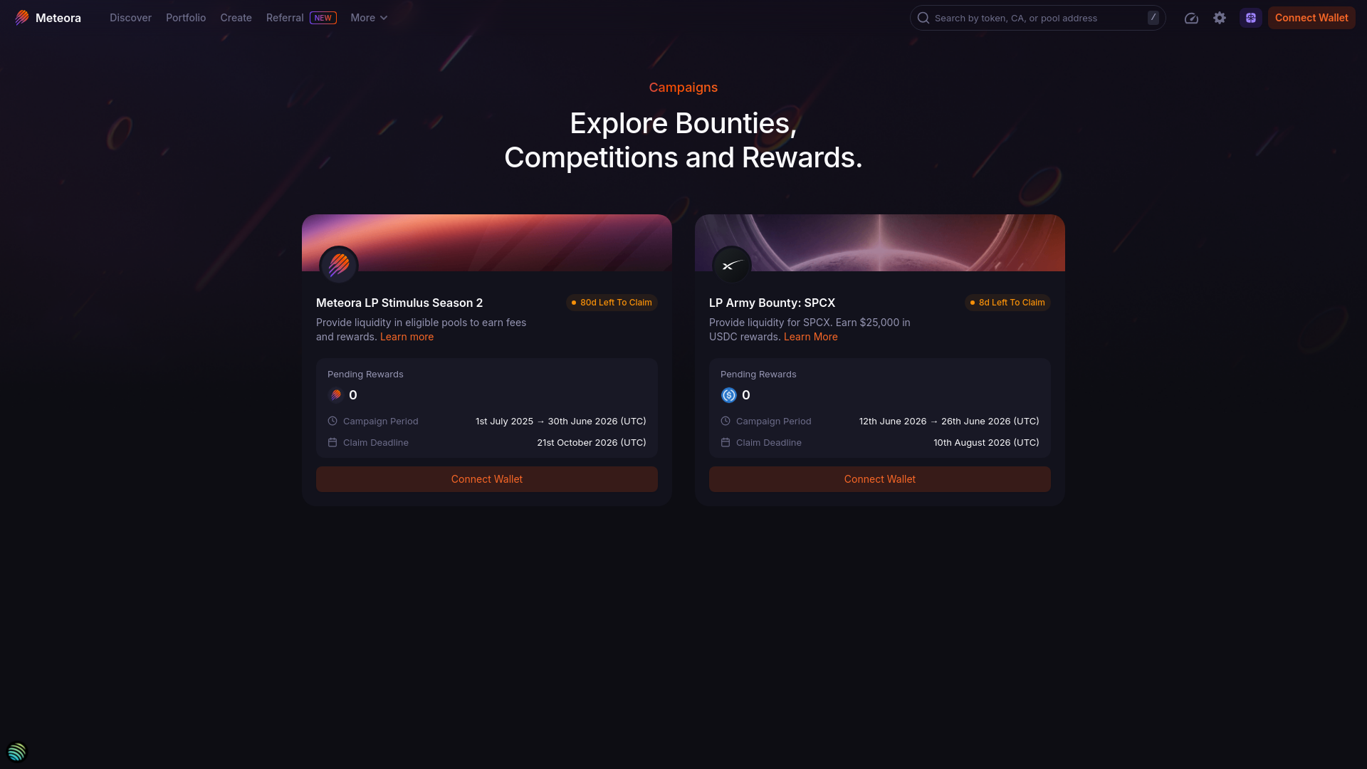Screenshot of meteora-updates.org
