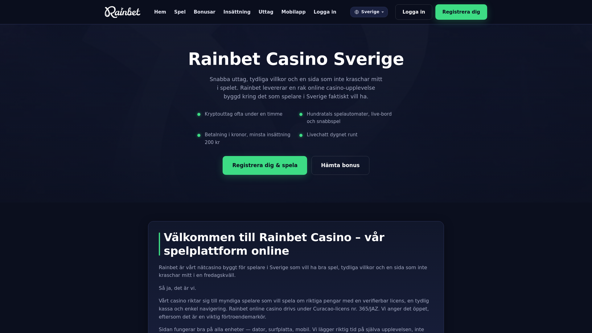 Screenshot of rainbet-sweden.com
