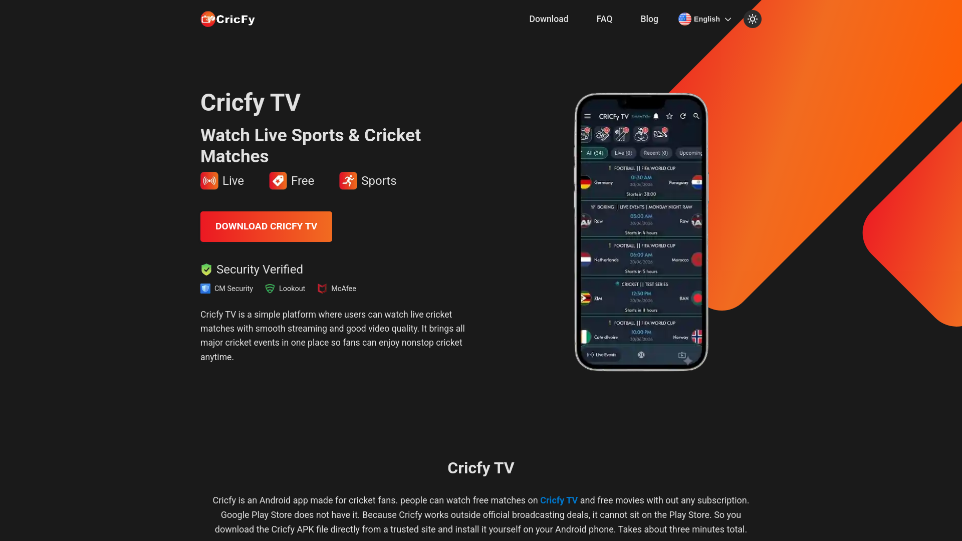 Screenshot of cricfystv.in