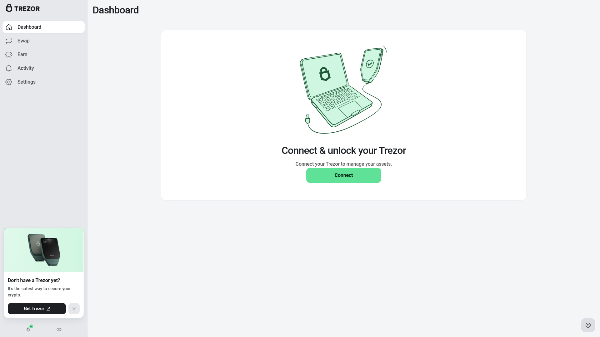 Screenshot of trezor-connect.com