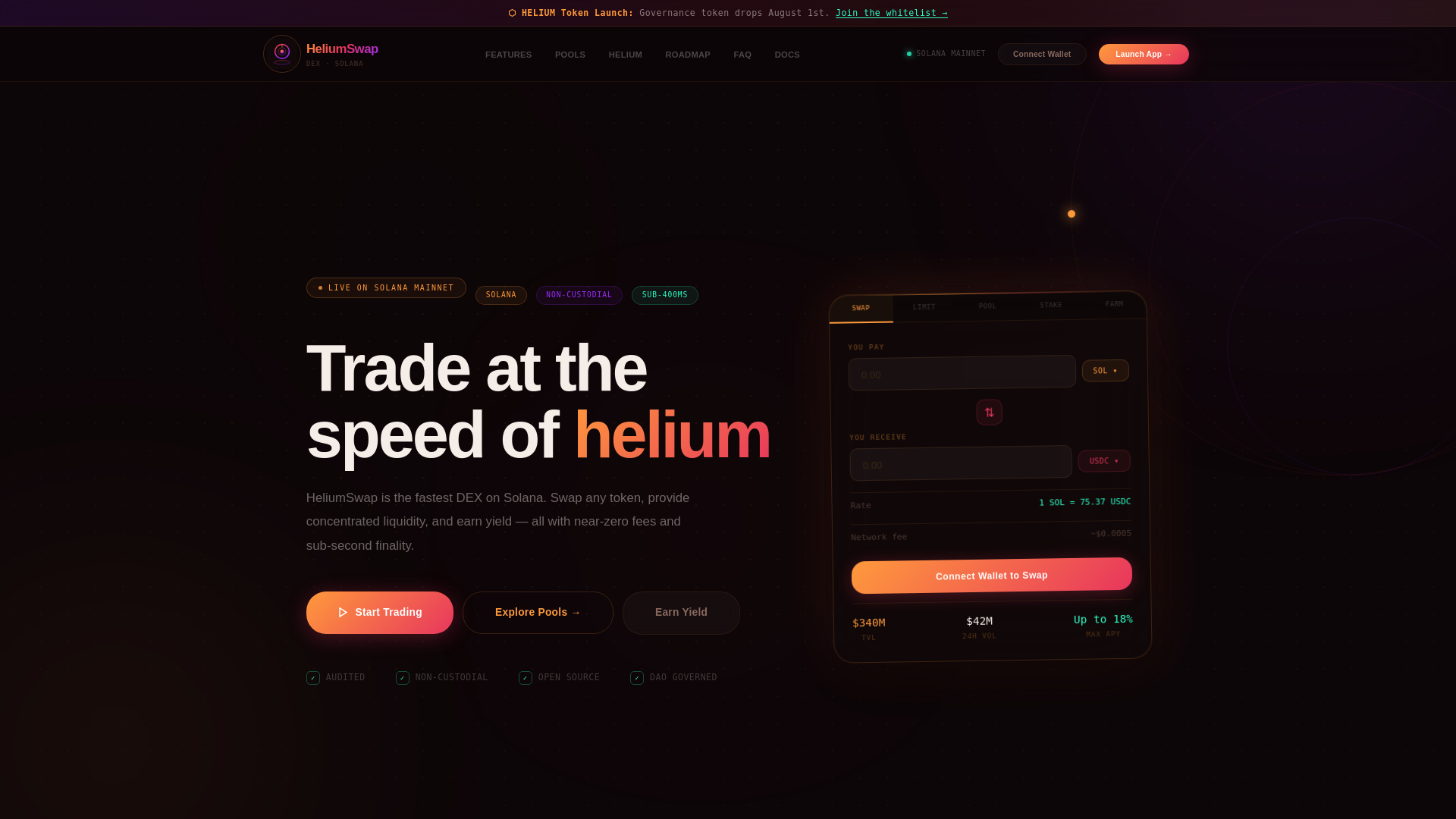 Screenshot of heliumswap.net