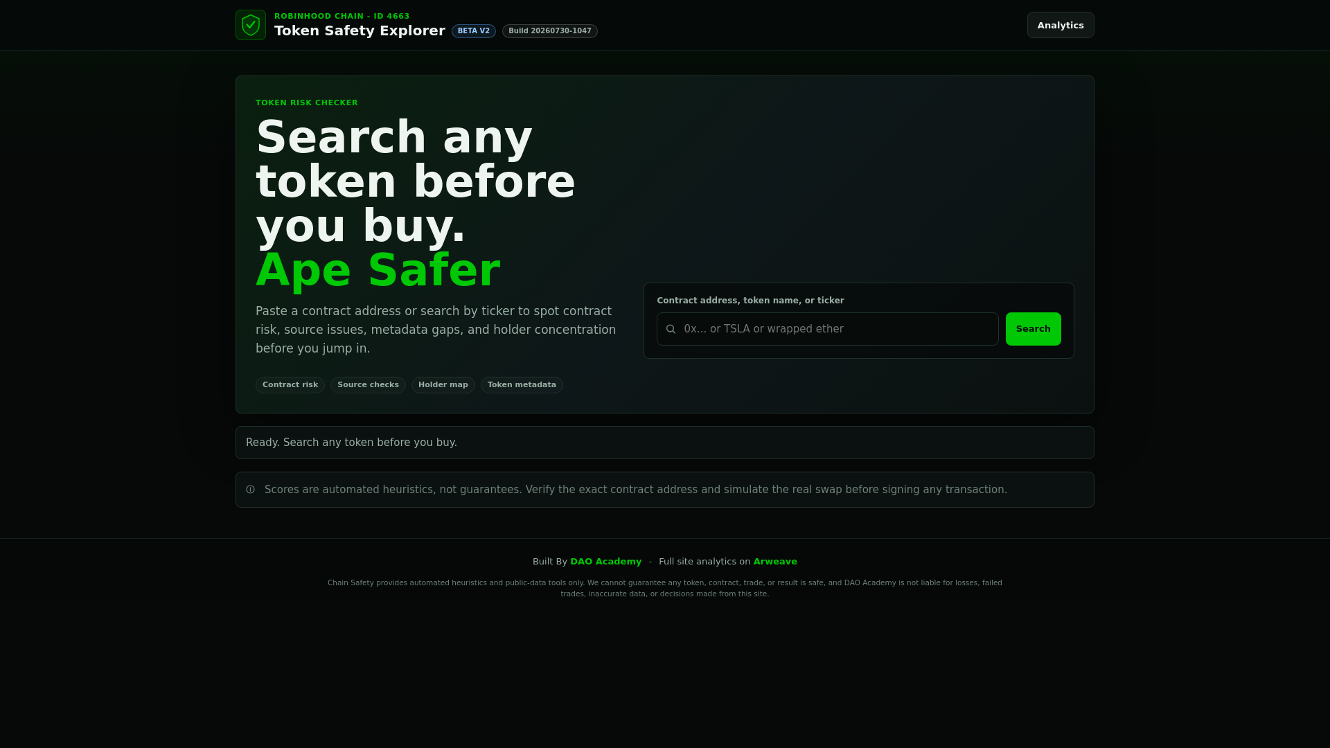 Screenshot of chainsafety.app