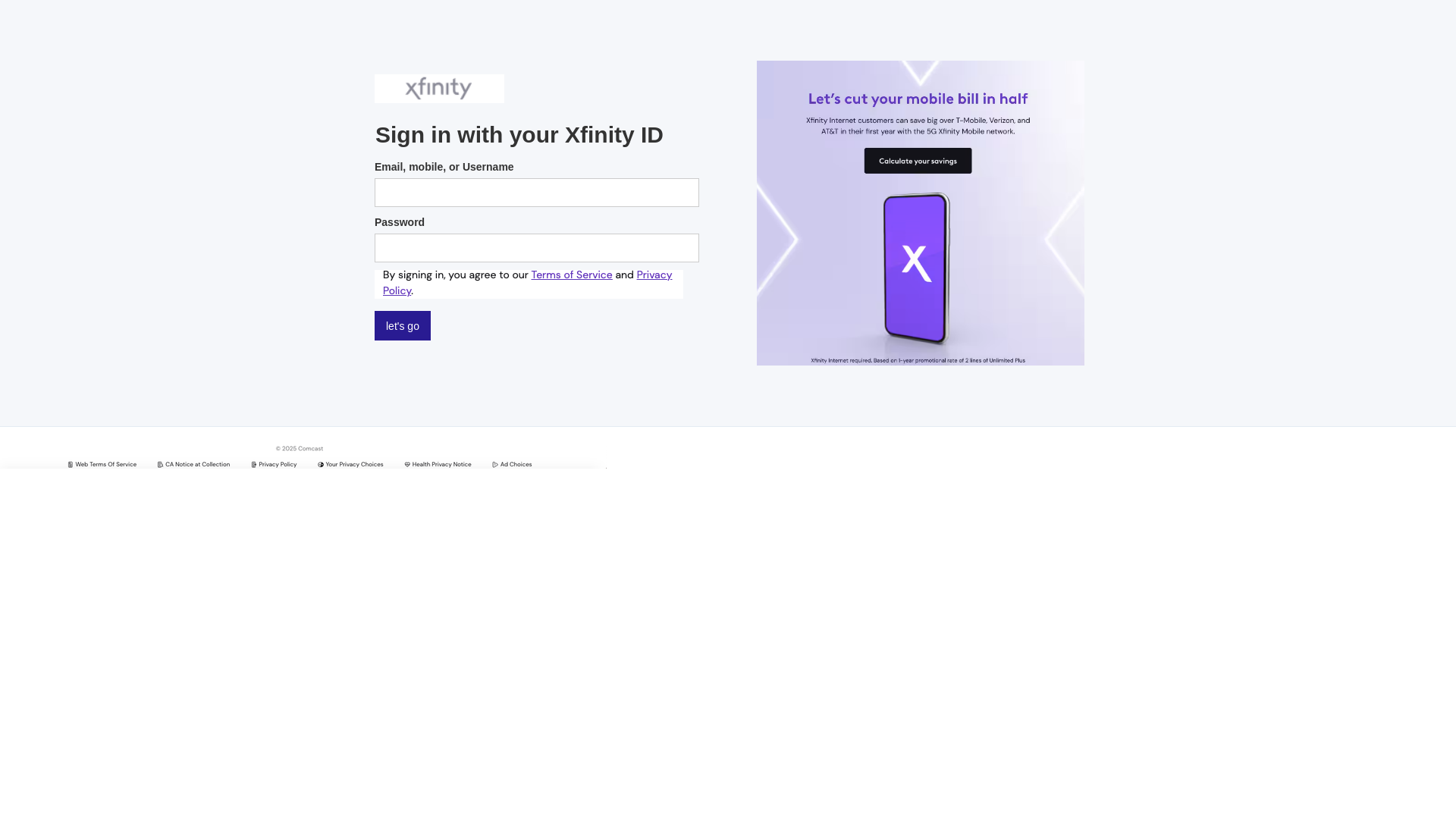 Screenshot of comcast-mobile.webflow.io