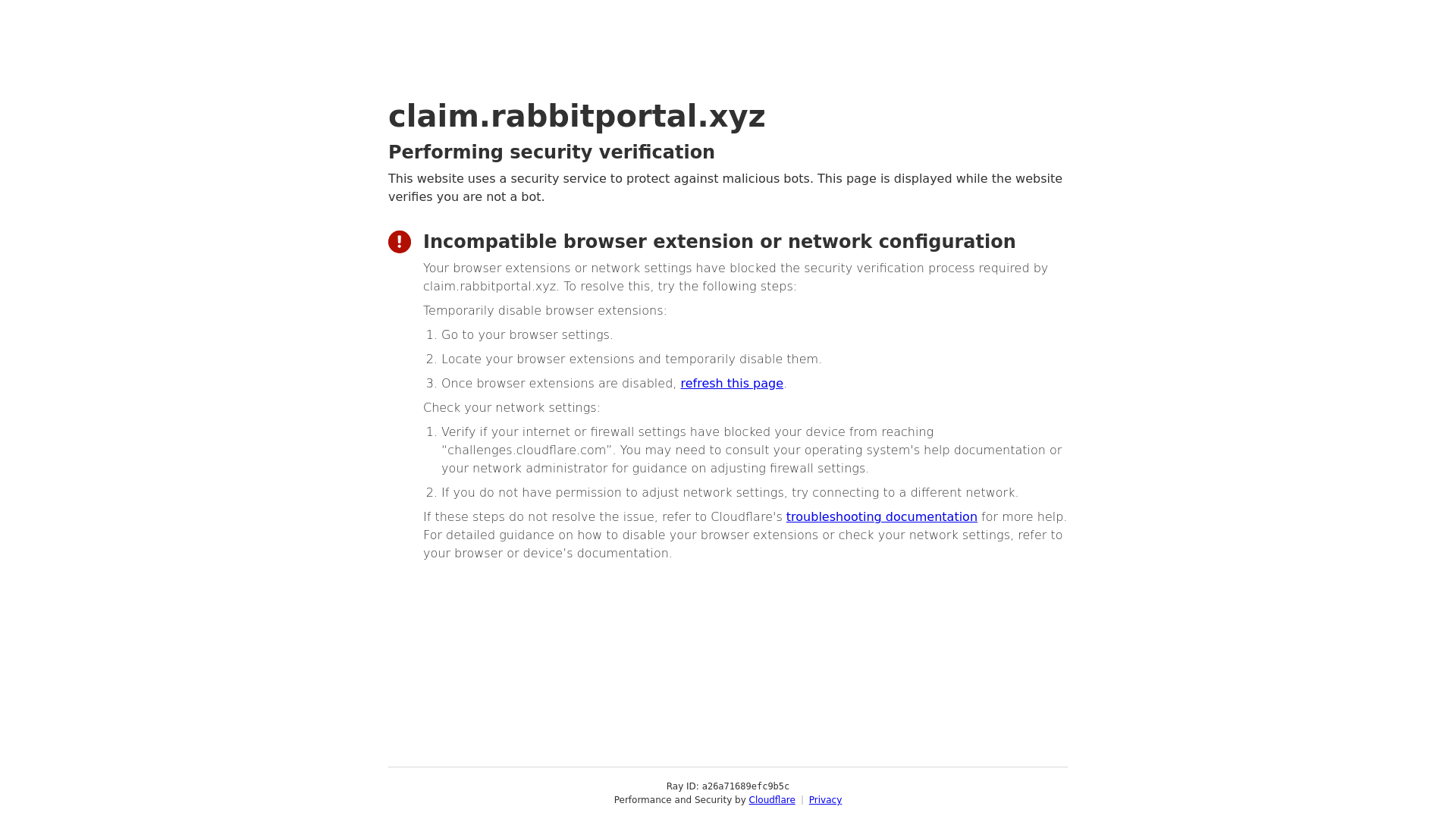 Screenshot of claim.rabbitportal.xyz