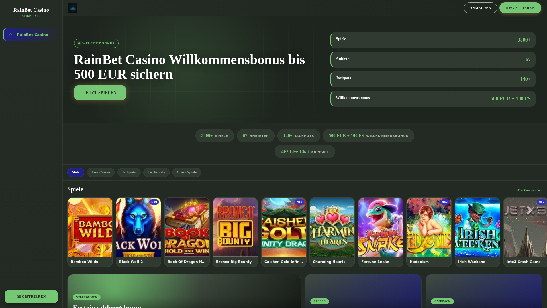 Screenshot of rainbet.jetzt