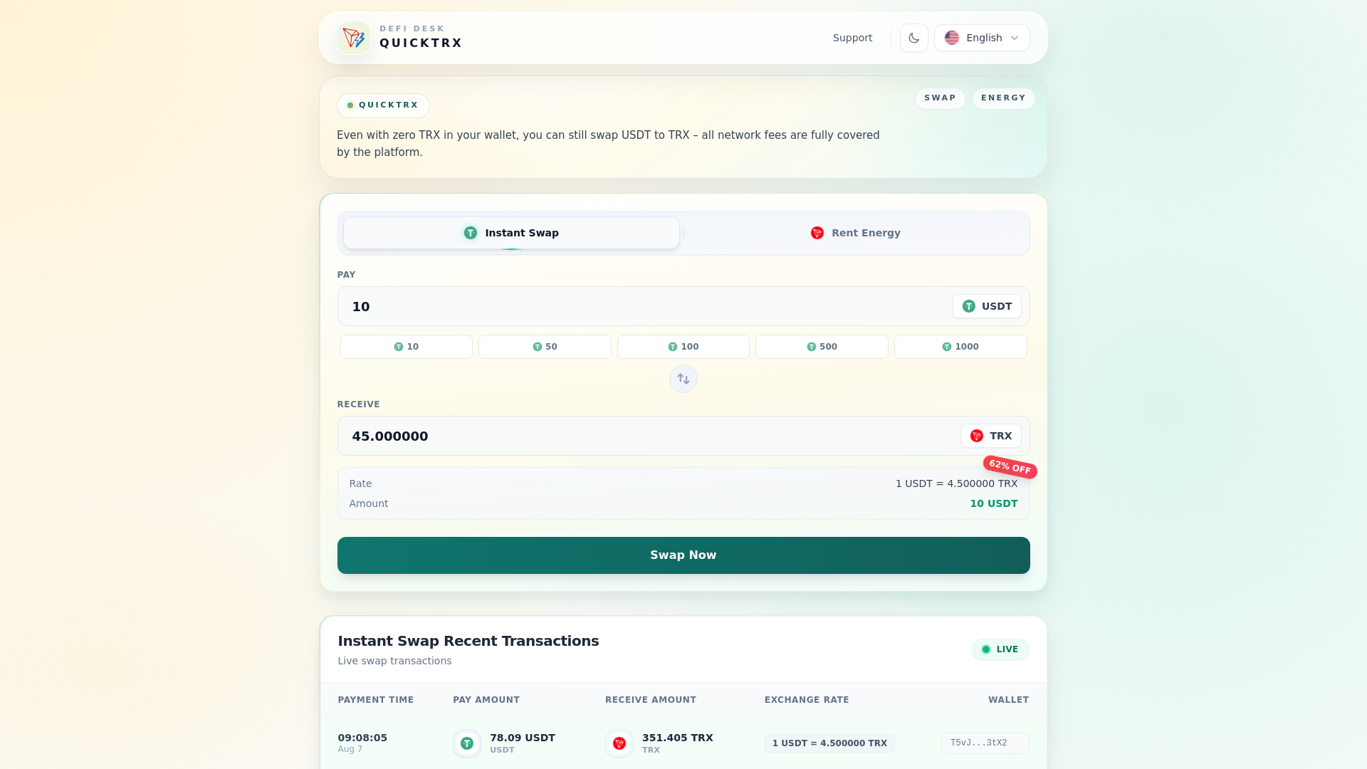 Screenshot of quicktrx.online