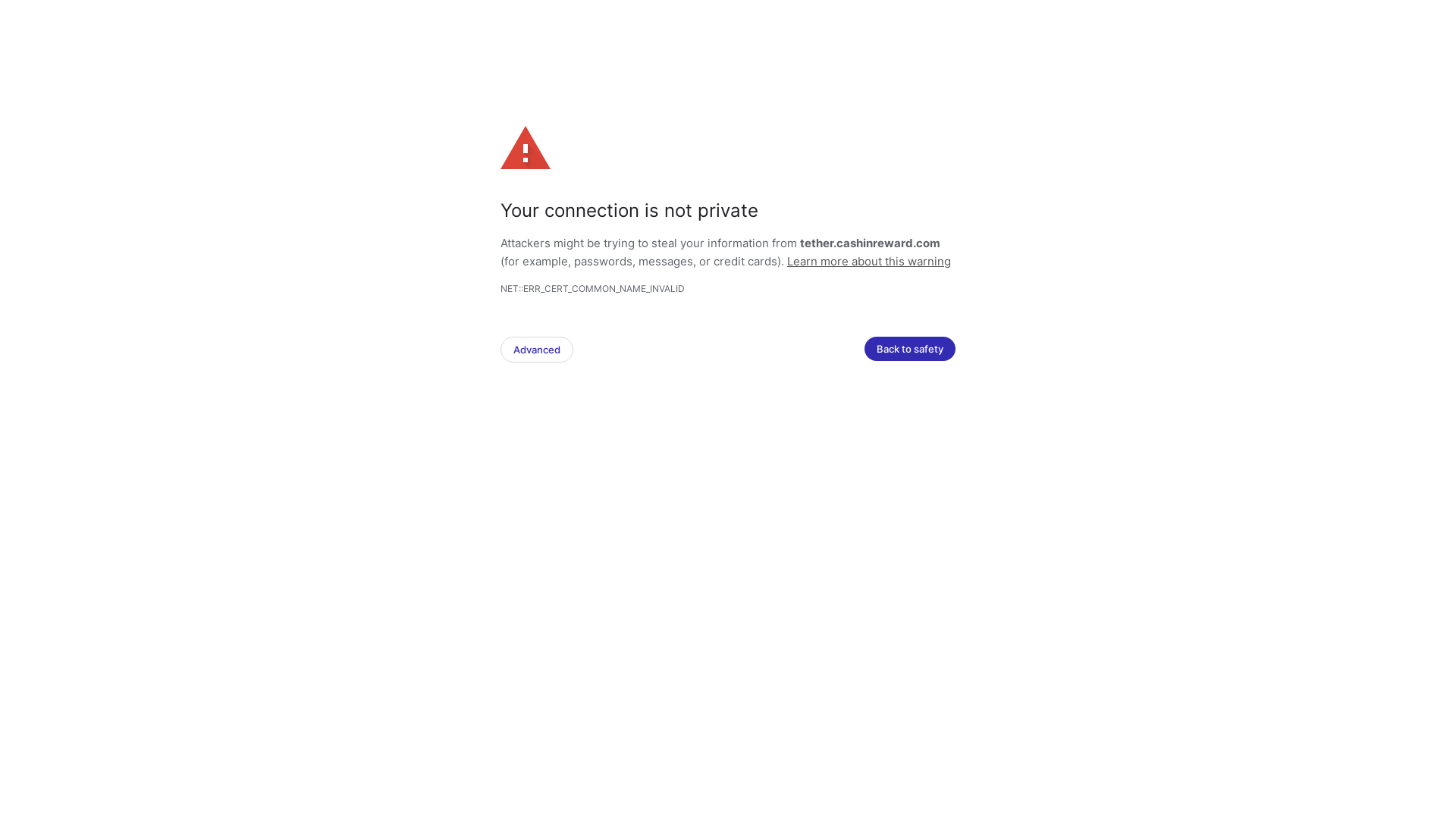 Stored capture of tether.cashinreward.com