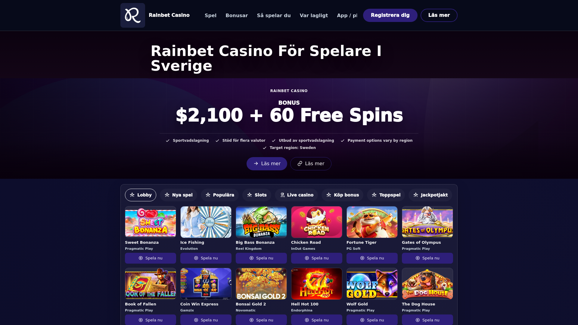 Screenshot of rainbetse.com