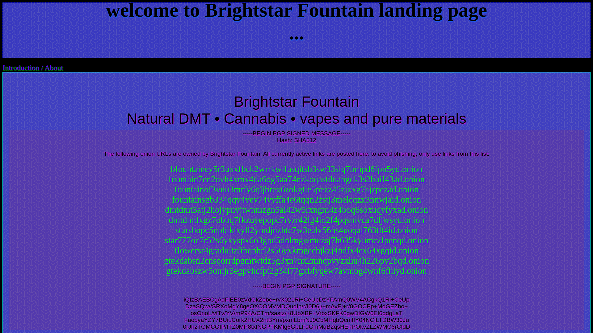 Screenshot of brightstarfountain.space