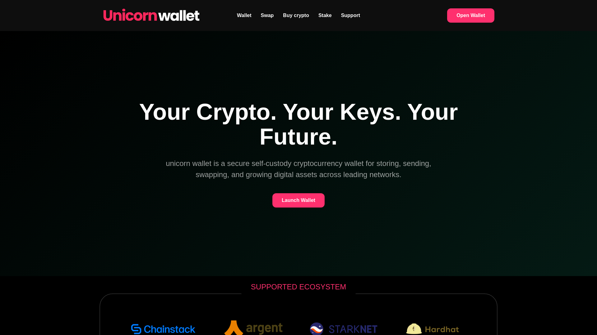 Screenshot of unicornwallet.io
