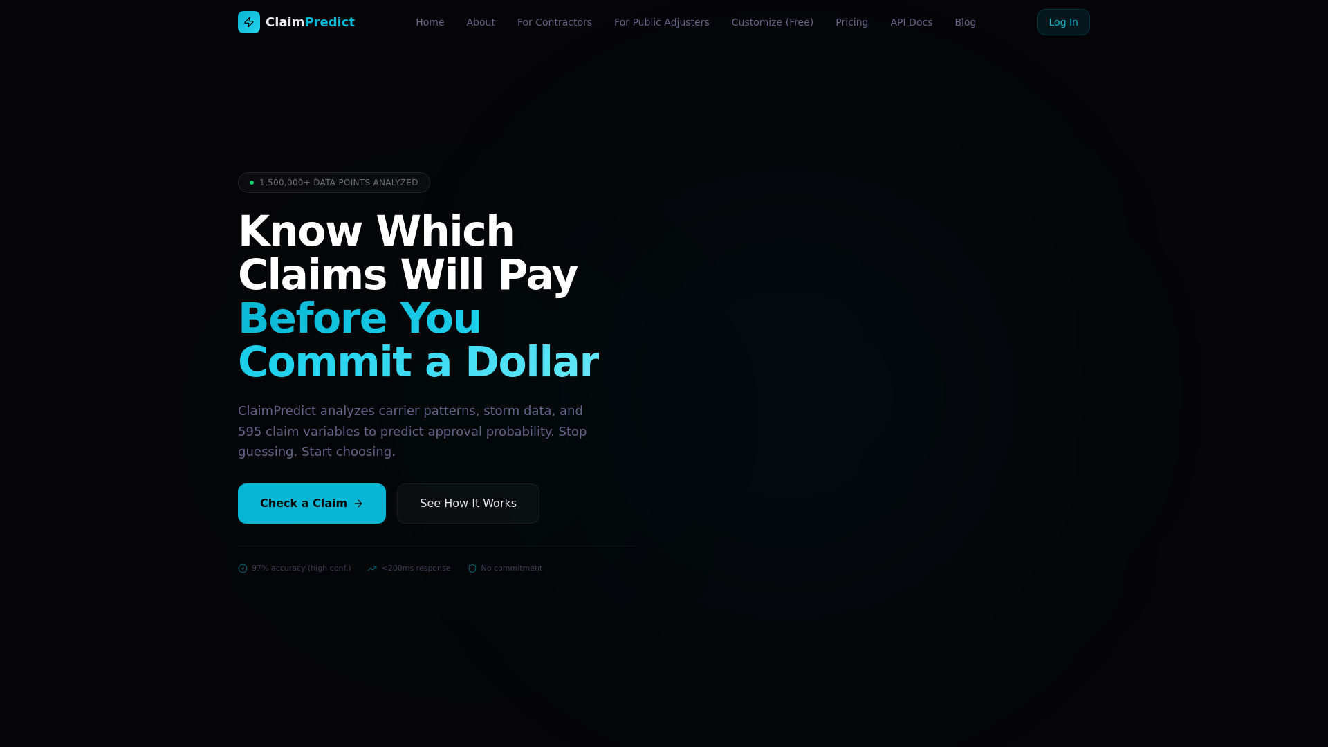 Screenshot of claimpredict.org
