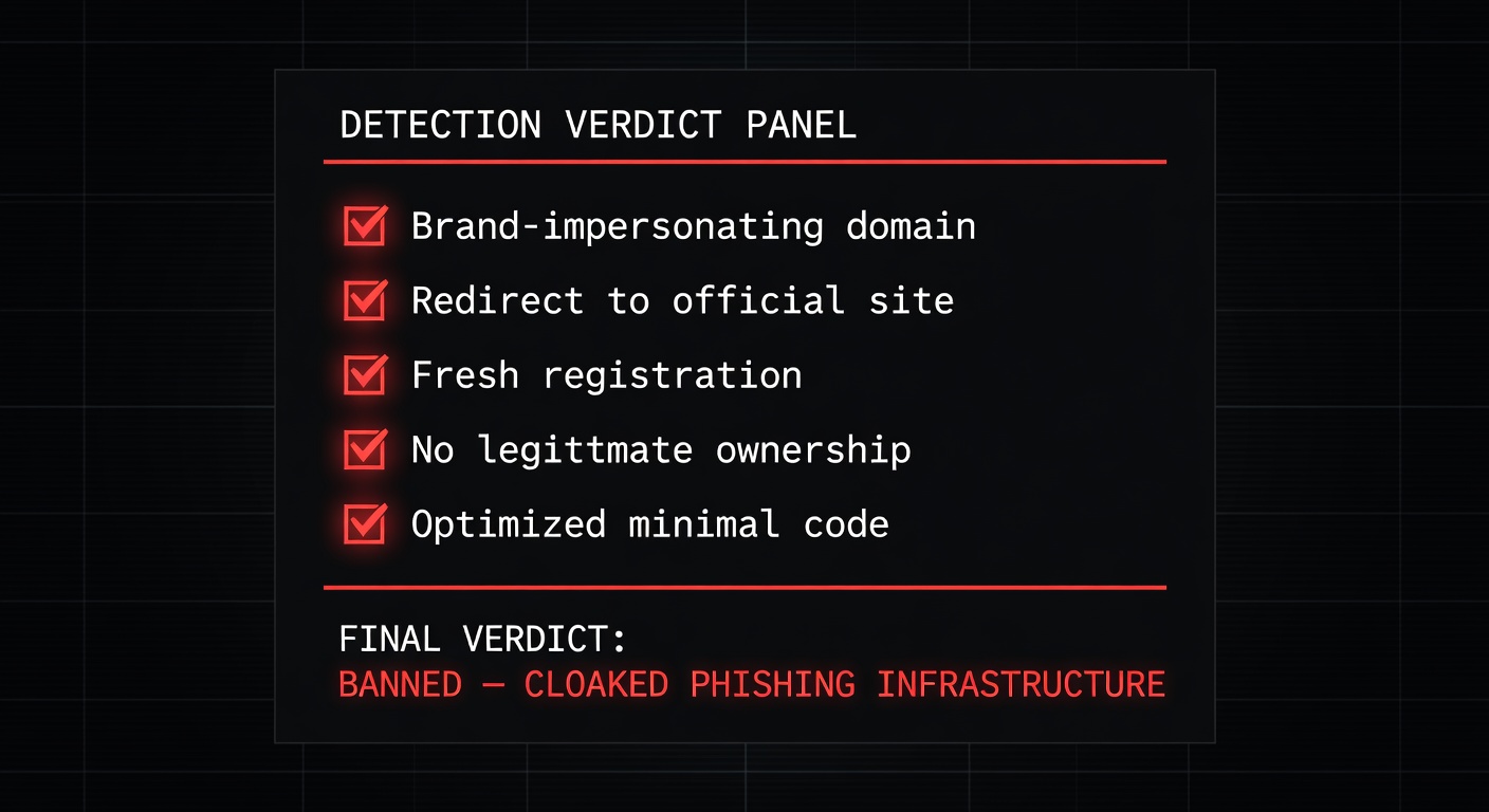 White page SEO poisoning pipeline — phishing domain builds authority before activating