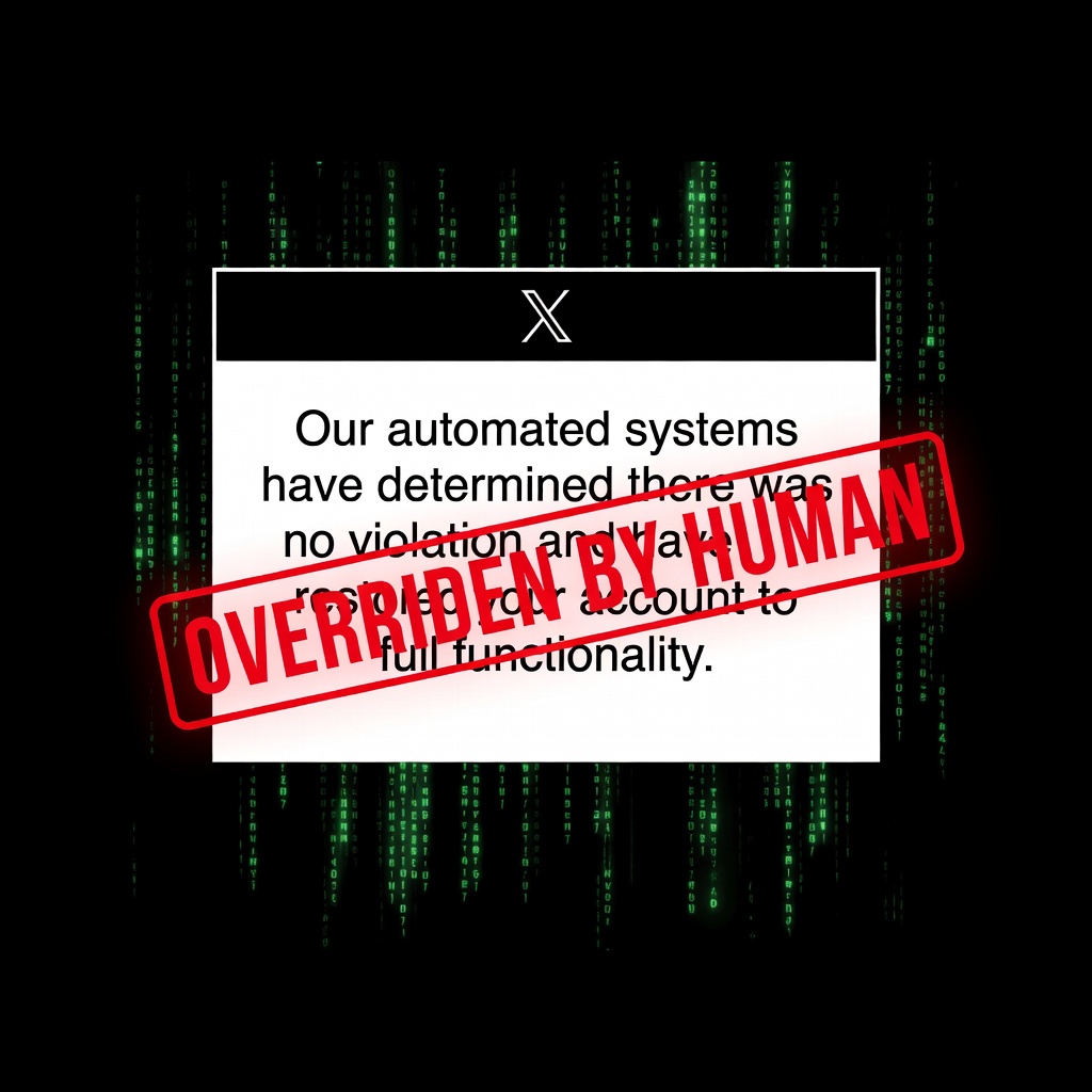 X Support email: 'no violation' stamp overridden by human review