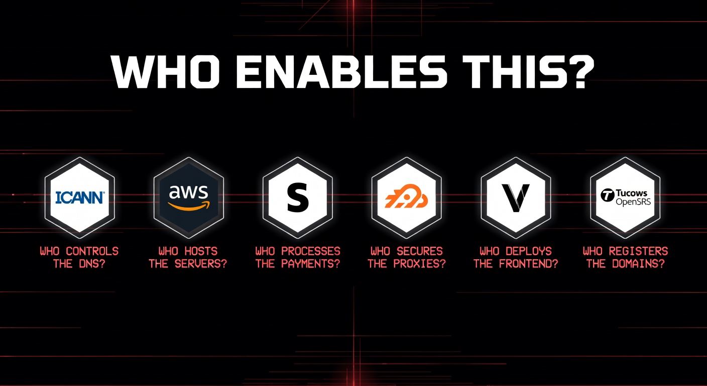ICANN AWS Stripe Cloudflare Vercel Tucows OpenSRS accountability badges