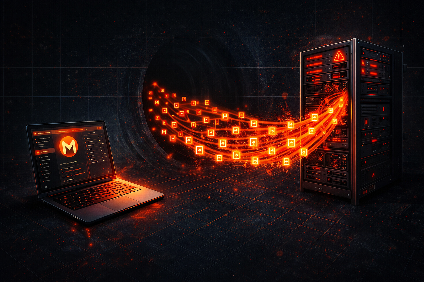 Monero view key exfiltration attack — laptop transmitting stolen keys to scammer's server