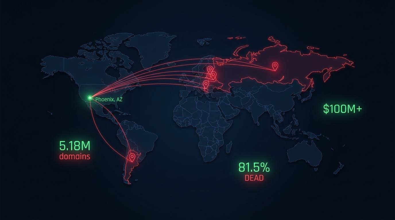 NameSilo geography and domain scale — Phoenix AZ company, CIS team, 5.18M domains