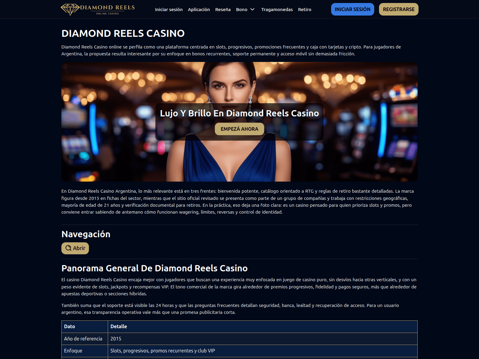 Captura de diamondreels.ar