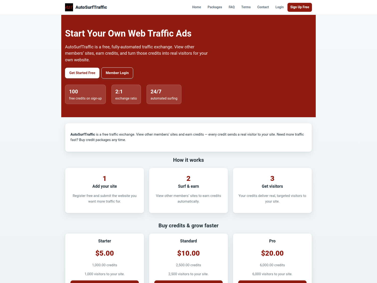 Screenshot of autosurftraffic.net