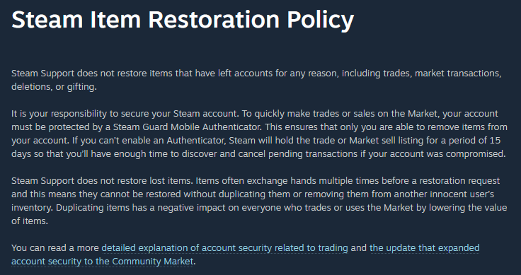 Was there case of someone getting back their items after scam ? :  r/SteamScams