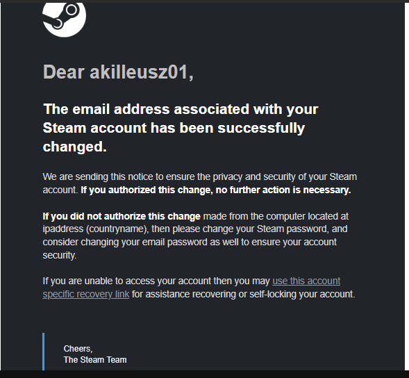 I got this email yesterday, is this legit? Also my email is the same and  its still the old one : r/Steam