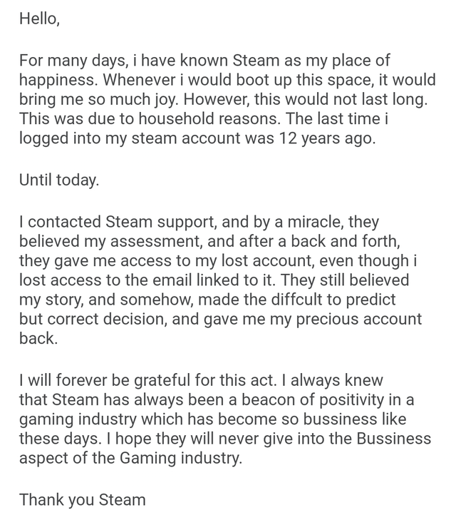 Steam did something for me, Which i will never forget : r/Steam