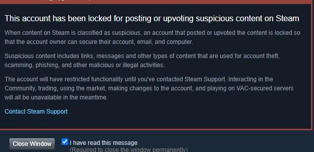 tf?, just got this message today, have not ever posted : r/Steam