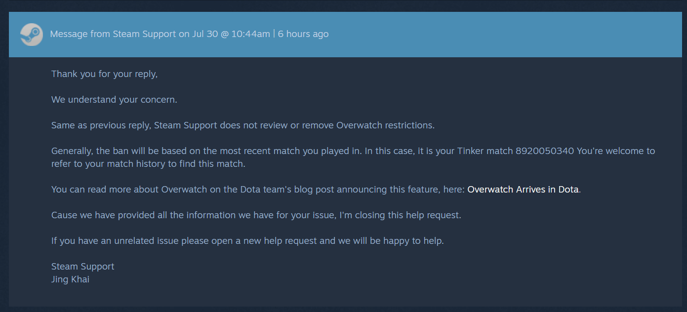 Part2 of: I got low priority after only 4 games. This time, Steam support  provided me the match ID : r/DotA2