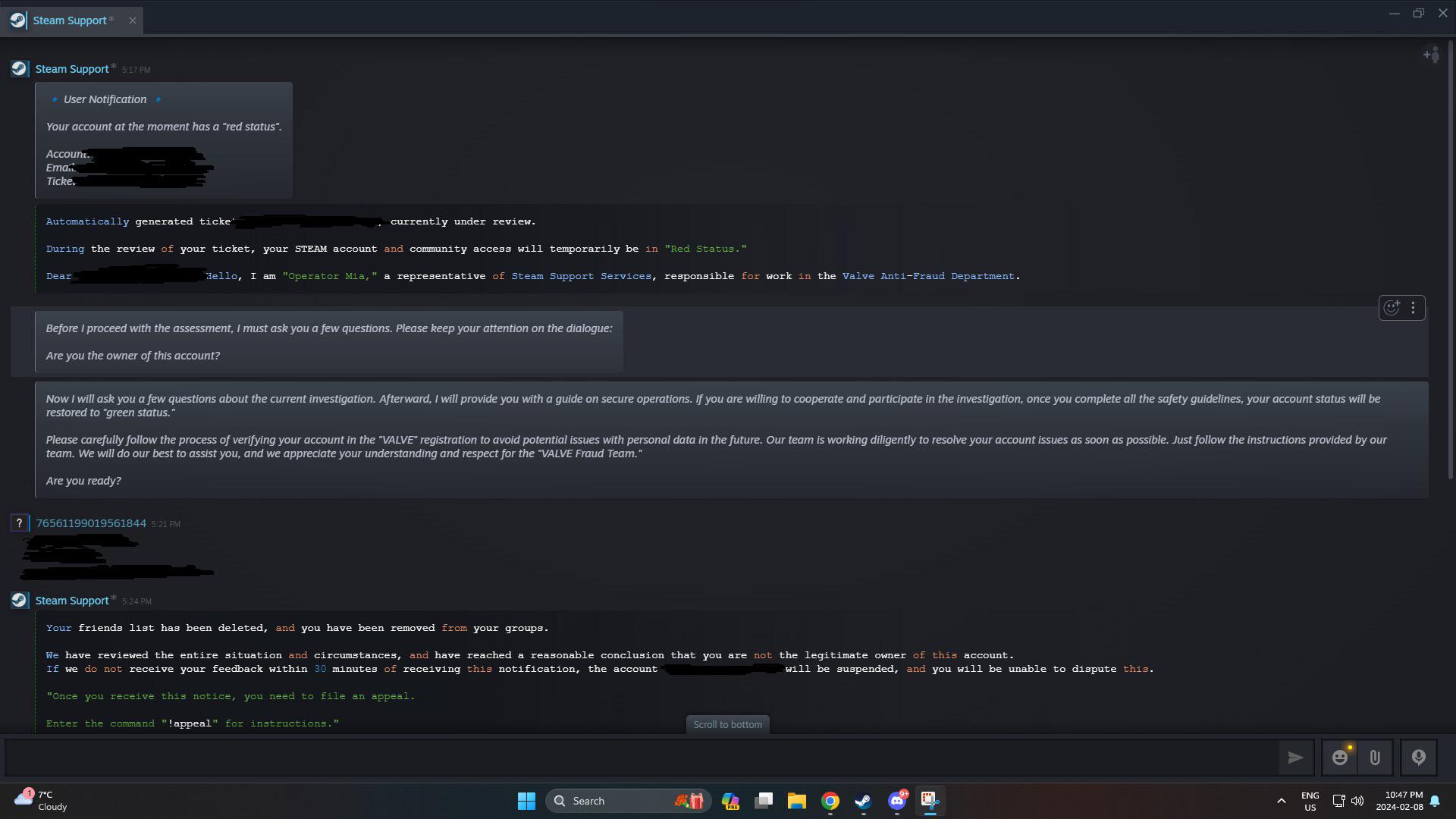 Real message from steam support? : r/SteamScams