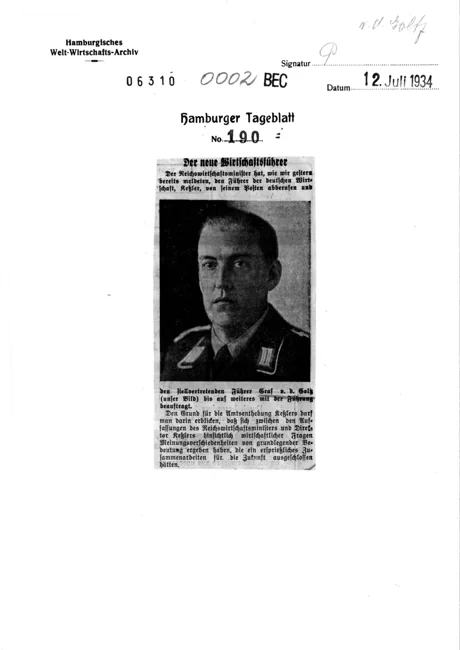 Vollständiges Archivblatt: Hamburger Tageblatt, 12. Juli 1934, Dokument 00002
