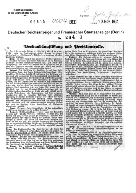 Vollständiges Archivblatt: Deutscher Reichsanzeiger und Preußischer Staatsanzeiger (Berlin), 10. November 1934, Dokument 00004