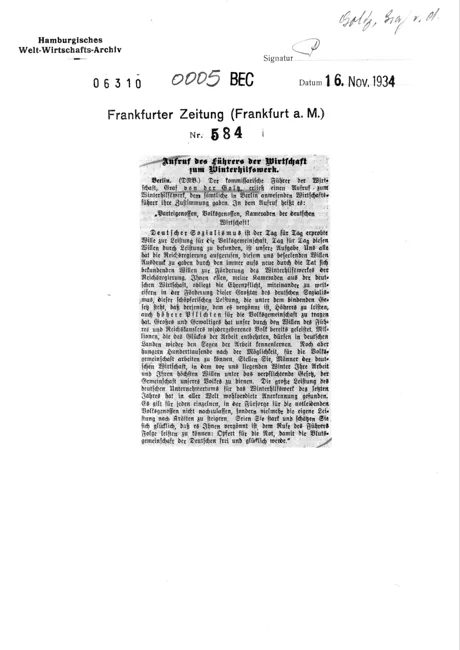Vollständiges Archivblatt: Frankfurter Zeitung (Frankfurt a. M.), 16. November 1934, Dokument 00005